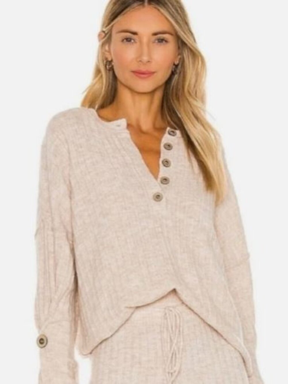 Free People Around Clock Oversized Sweater Rib Knit Small Oatmeal Lounge Beachy